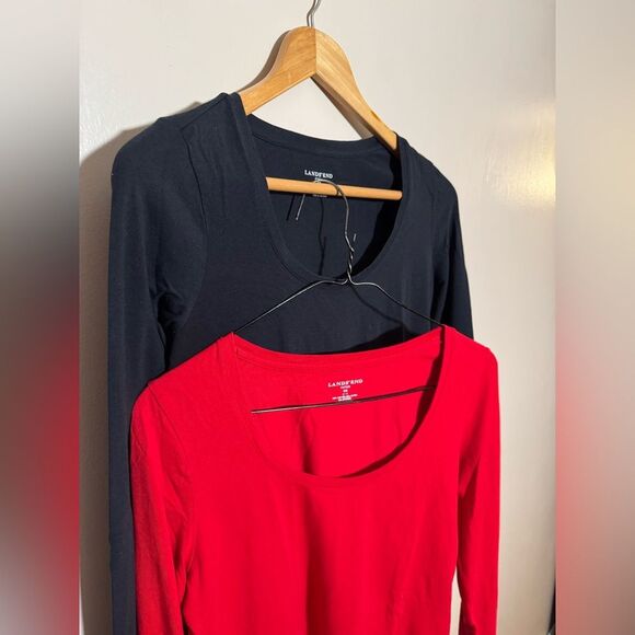 Set of 2 Lands’ End Fitted Scoop Neck L/S Tops Size XS EUC - Picture 3 of 7